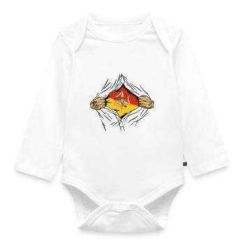 Drapeau de la Sicile Italie Palerme Trinacria Italia - Body Bébé bio manches longues - blanc - Devant