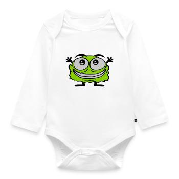 Kleines süßes haariges Monster - Baby Bio-Langarm-Body - Weiß - Vorne