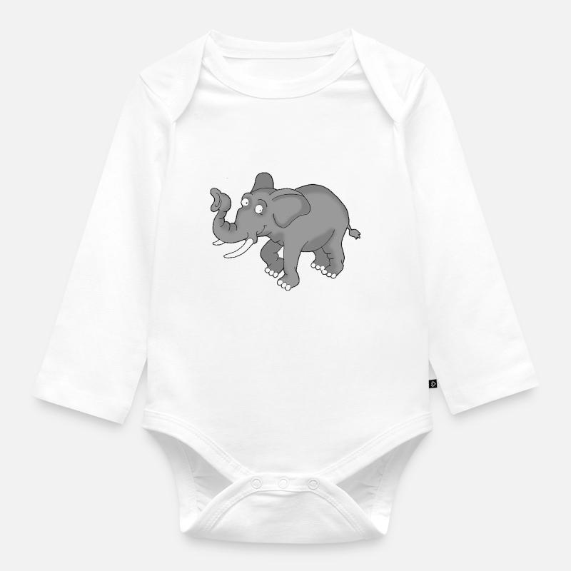 Eléphant 1 - Body Bébé bio manches longues - blanc