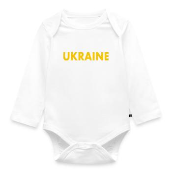 Ukraine - Baby Bio-Langarm-Body - Weiß - Vorne
