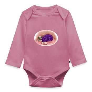 Rat de bibliothèque - Body Bébé bio manches longues - mauve - Devant