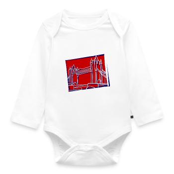 Tower Bridge Illustration - Baby Bio-Langarm-Body - Weiß - Vorne