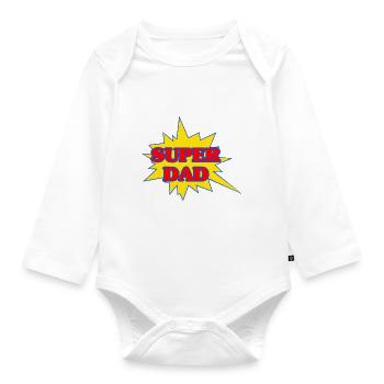Super-Papa - Baby Bio-Langarm-Body - Weiß - Vorne