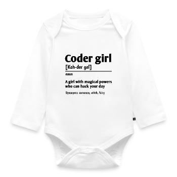 Coder Girl Definition Noun Software Developer Prog - Baby Bio-Langarm-Body - Weiß - Vorne