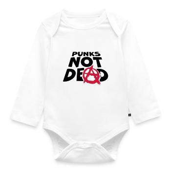 punks not dead quote - Organic Longsleeve Baby Bodysuit - white - Front