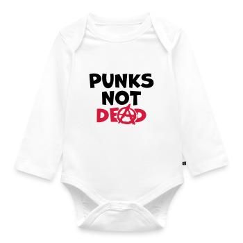 Quote punks not dead - Organic Longsleeve Baby Bodysuit - white - Front