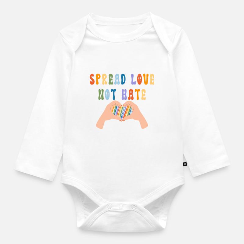 Spread Love Not Hate - Organic Longsleeve Baby Bodysuit - white