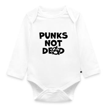 Punks not dead quote - Organic Longsleeve Baby Bodysuit - white - Front