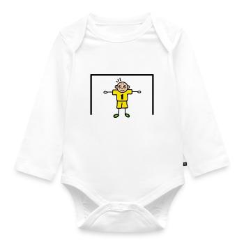 Torwart im Tor Tormann Spruch - Fußball - Baby Bio-Langarm-Body - Weiß - Vorne