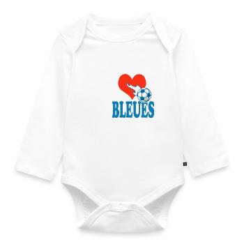 football féminin j aime les bleues équipe france - Body Bébé bio manches longues - blanc - Devant