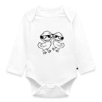 Team 2 cool ducklings - Organic Longsleeve Baby Bodysuit - white - Front