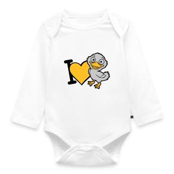 I Love Ducklings Comic - Organic Longsleeve Baby Bodysuit - white - Front