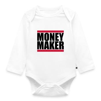 Balken Logo Money Maker - Baby Bio-Langarm-Body - Weiß - Vorne