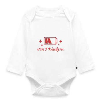 Akku leer Mama von 5 Kindern Mutter Muttertag Kind - Baby Bio-Langarm-Body - Weiß - Vorne