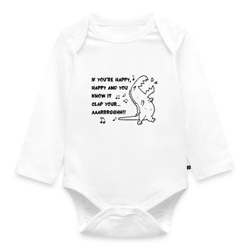 T REX CLAP HAND - Organic Longsleeve Baby Bodysuit - white - Front