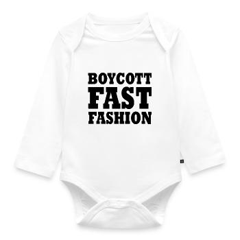 Boycott fast fashion - Organic Longsleeve Baby Bodysuit - white - Front