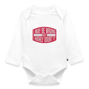 I may be wrong - Organic Longsleeve Baby Bodysuit - white - Front