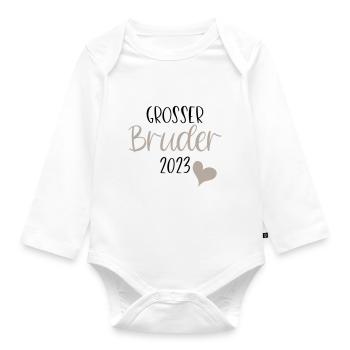 Großer Bruder 2023 - Baby Bio-Langarm-Body - Weiß - Vorne