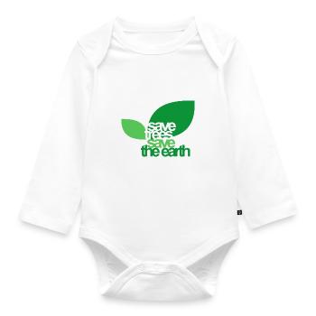 SAVE TREES - Organic Longsleeve Baby Bodysuit - white - Front