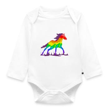 Horse at a gallop - Organic Longsleeve Baby Bodysuit - white - Front