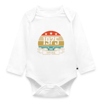 1975 Vintage Geburtstag Retro Classic - Baby Bio-Langarm-Body - Weiß - Vorne