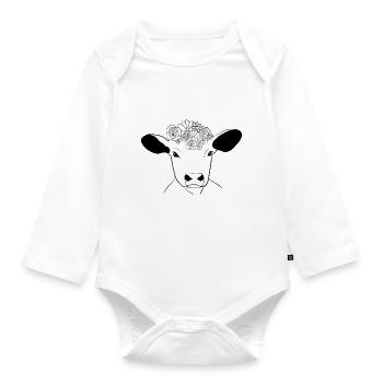 vegane vegetarische Kalbsblüten - Baby Bio-Langarm-Body - Weiß - Vorne