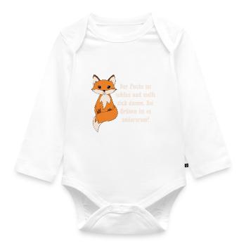 Der Fuchs ist schlau und stellt sich dumm bei Grün - Baby Bio-Langarm-Body - Weiß - Vorne