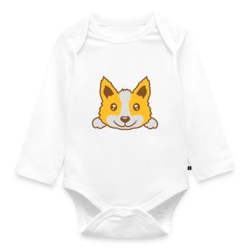 Mignon petit chien design - Body Bébé bio manches longues - blanc - Devant