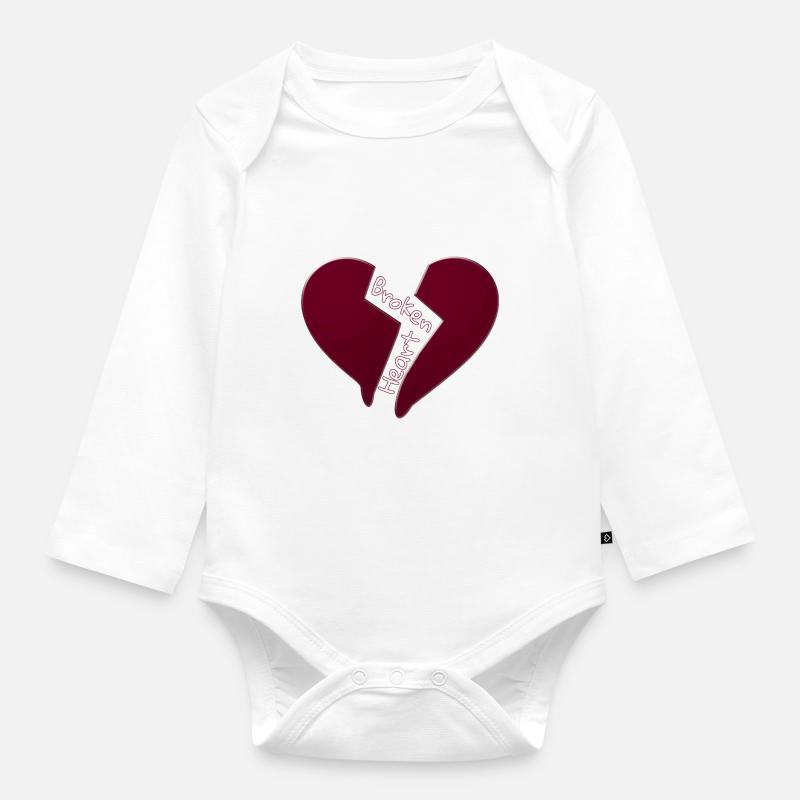cœur brisé - Body Bébé bio manches longues - blanc