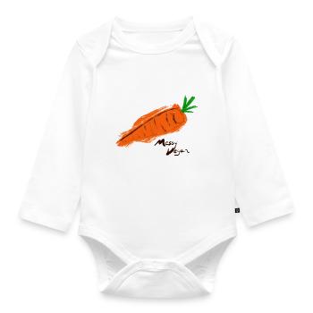 The Messy Vegan series - carrot - Organic Longsleeve Baby Bodysuit - white - Front