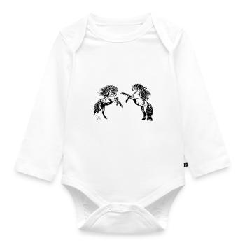 Horse Drawing - Organic Longsleeve Baby Bodysuit - white - Front