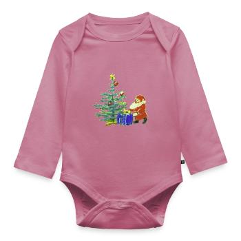 Santa Claus - Organic Longsleeve Baby Bodysuit - mauve - Front