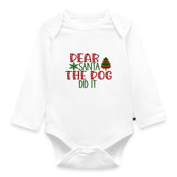 Dear Santa The Dog Did It - Organic Longsleeve Baby Bodysuit - white - Front