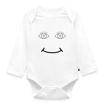 Face - Organic Longsleeve Baby Bodysuit - white - Front