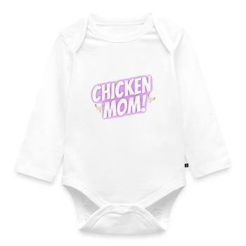 chicken mom - Baby Bio-Langarm-Body - Weiß - Vorne