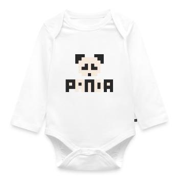 8bit panda - Baby Bio-Langarm-Body - Weiß - Vorne