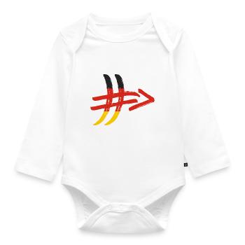 Deutschland Flagge Deutschlandflagge Hashtag EM WM - Baby Bio-Langarm-Body - Weiß - Vorne