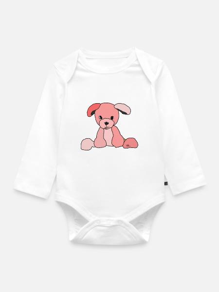 Hund Comic - Baby Bio-Langarm-Body - Weiß