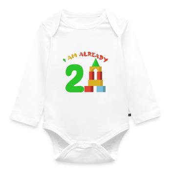 I am already 2 years old 2nd birthday - Organic Longsleeve Baby Bodysuit - white - Front