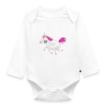 Unicorn - Baby Bio-Langarm-Body - Weiß - Vorne