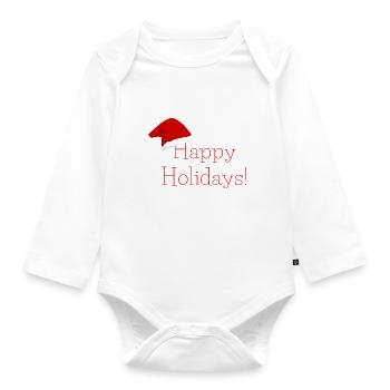 Happy Holidays! - Organic Longsleeve Baby Bodysuit - white - Front