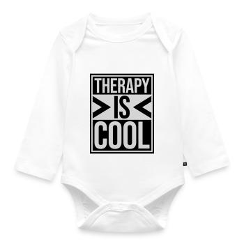 therapy is cool Quote - Organic Longsleeve Baby Bodysuit - white - Front