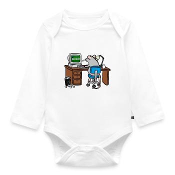 Working hard - Organic Longsleeve Baby Bodysuit - white - Front