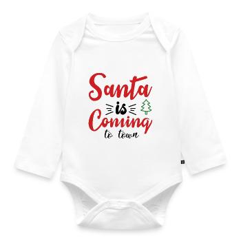 Santa is coming to town - Organic Longsleeve Baby Bodysuit - white - Front