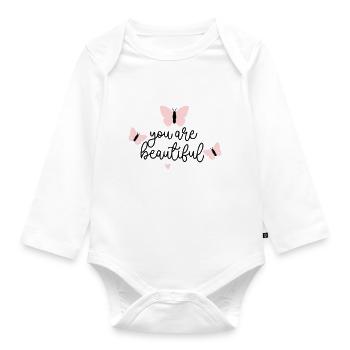 You are Beautiful - Organic Longsleeve Baby Bodysuit - white - Front