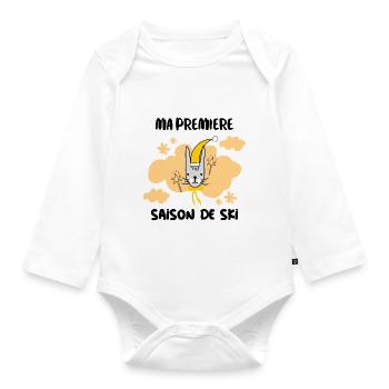 Ma première saison de ski - Body Bébé bio manches longues - blanc - Devant
