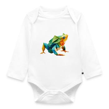 Origami Geometrie Frosch bunt modern arty - Baby Bio-Langarm-Body - Weiß - Vorne