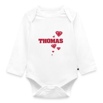 Geschenkidee Thomas - Baby Bio-Langarm-Body - Weiß - Vorne