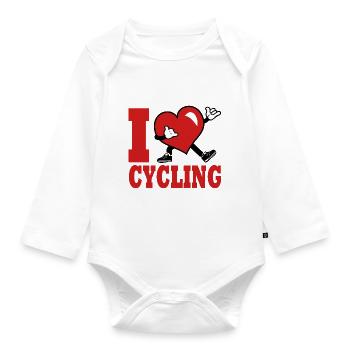 Ich liebe Radfahren, Radfahren, Radfahren, Radfahren - Baby Bio-Langarm-Body - Weiß - Vorne