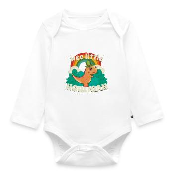 KLEINER HOOLIGAN Dinosaurier Kinder St Patrick s - Baby Bio-Langarm-Body - Weiß - Vorne